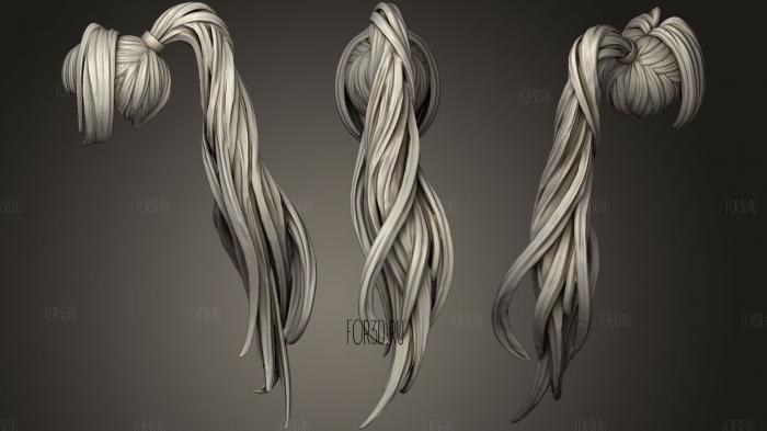 Stylized Hair 11 stl model for CNC